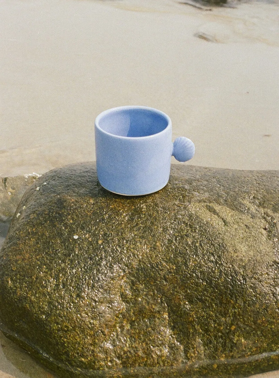 Seashell handle ceramic mug