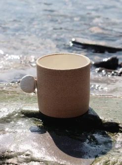 Seashell handle ceramic mug