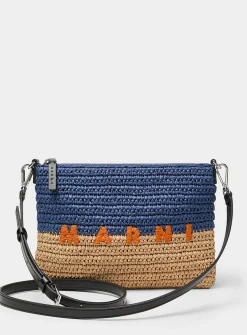 Seaside raffia crossbody pouch