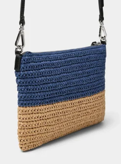 Seaside raffia crossbody pouch