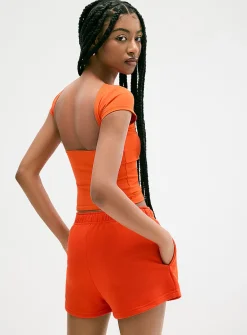 Second-skin open-back T-shirt