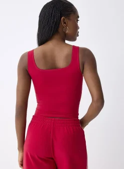 Second-skin square-neck cropped cami
