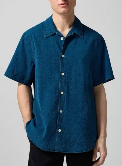 Seersucker denim shirt