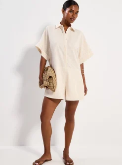 Seersucker striped romper