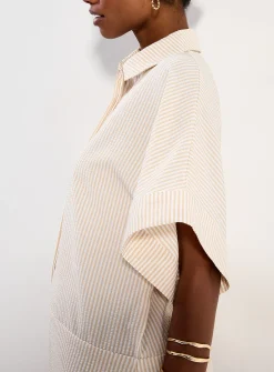 Seersucker striped romper