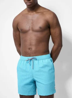 Seersucker striped stretch swim trunk