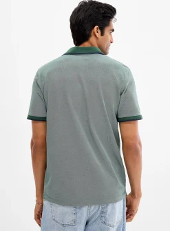 Semi-plain knit piqué polo