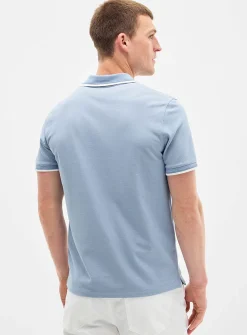 Semi-plain knit piqué polo