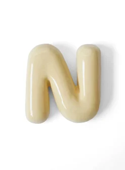 Semiporcelain letter N wall ornament