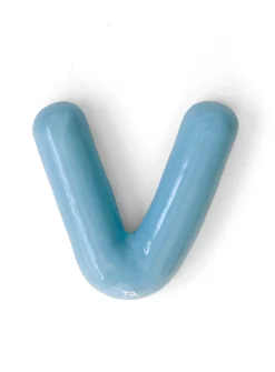 Semiporcelain letter V wall ornament