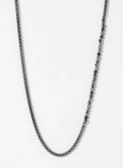 Sennit Catena Evil Eye obsidian and Venitian links necklace
