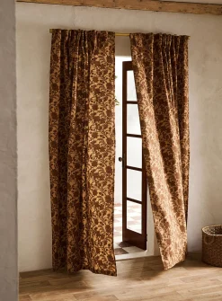 Sepia flowers curtain
