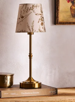 Sepia flowers lampshade rechargeable touch lamp