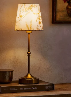 Sepia flowers lampshade rechargeable touch lamp