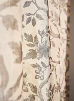 Sepia flowers sheer curtain