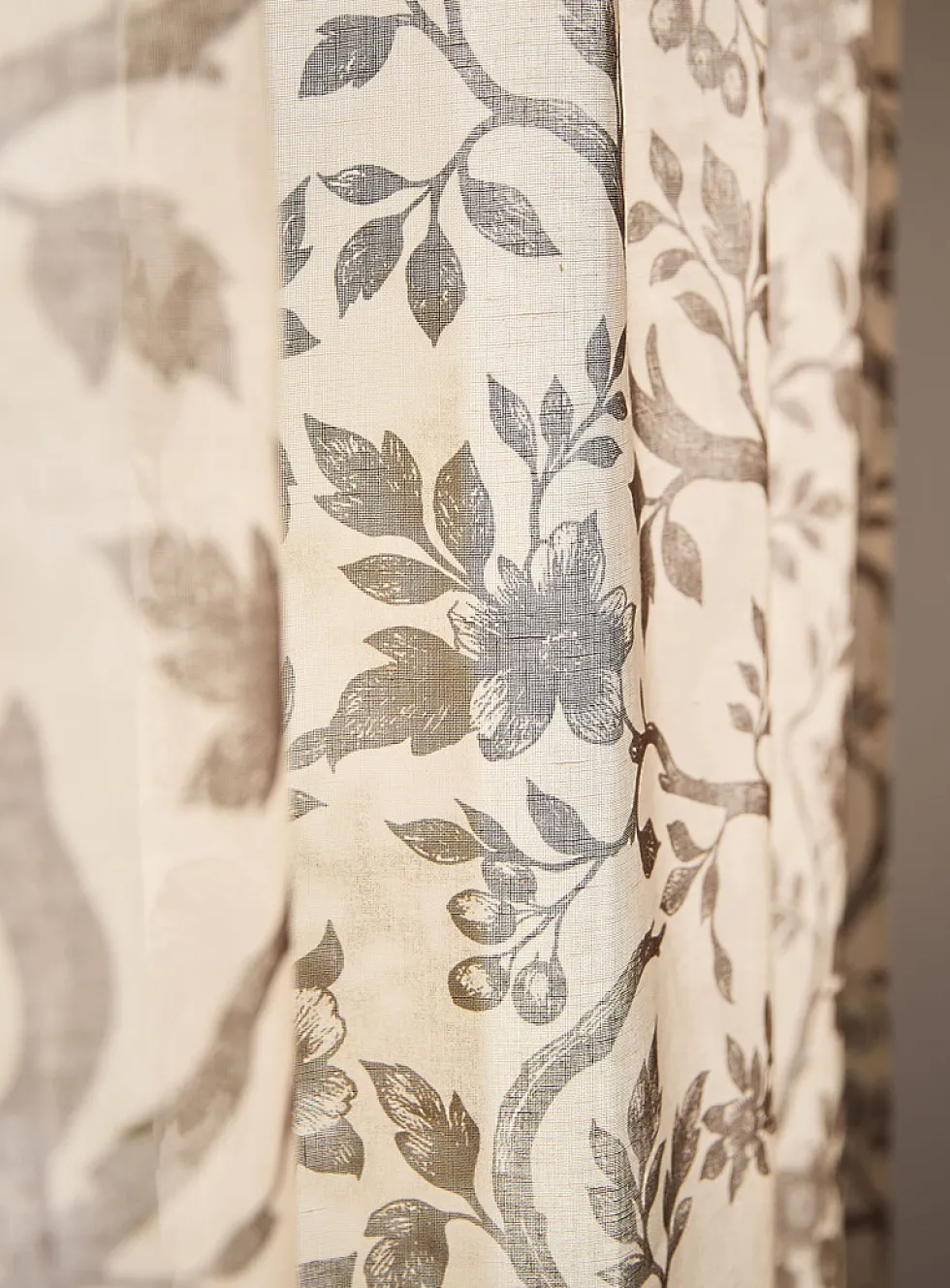 Sepia flowers sheer curtain