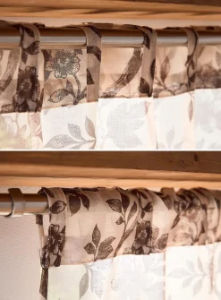 Sepia flowers sheer curtain