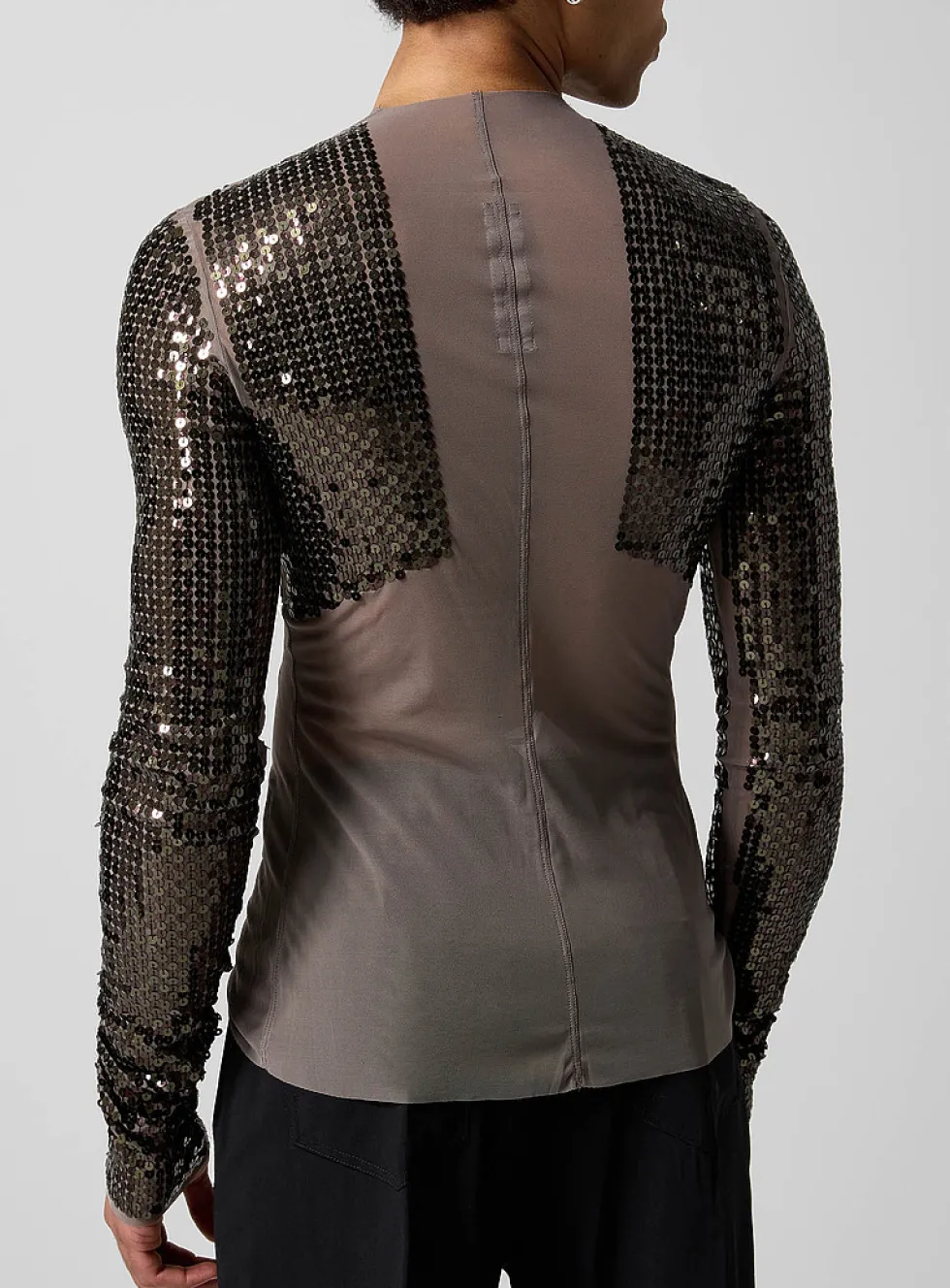 Sequin sleeve Dennis fitted mesh top