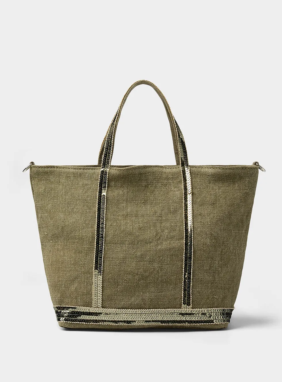 Sequined denim-effect small bag