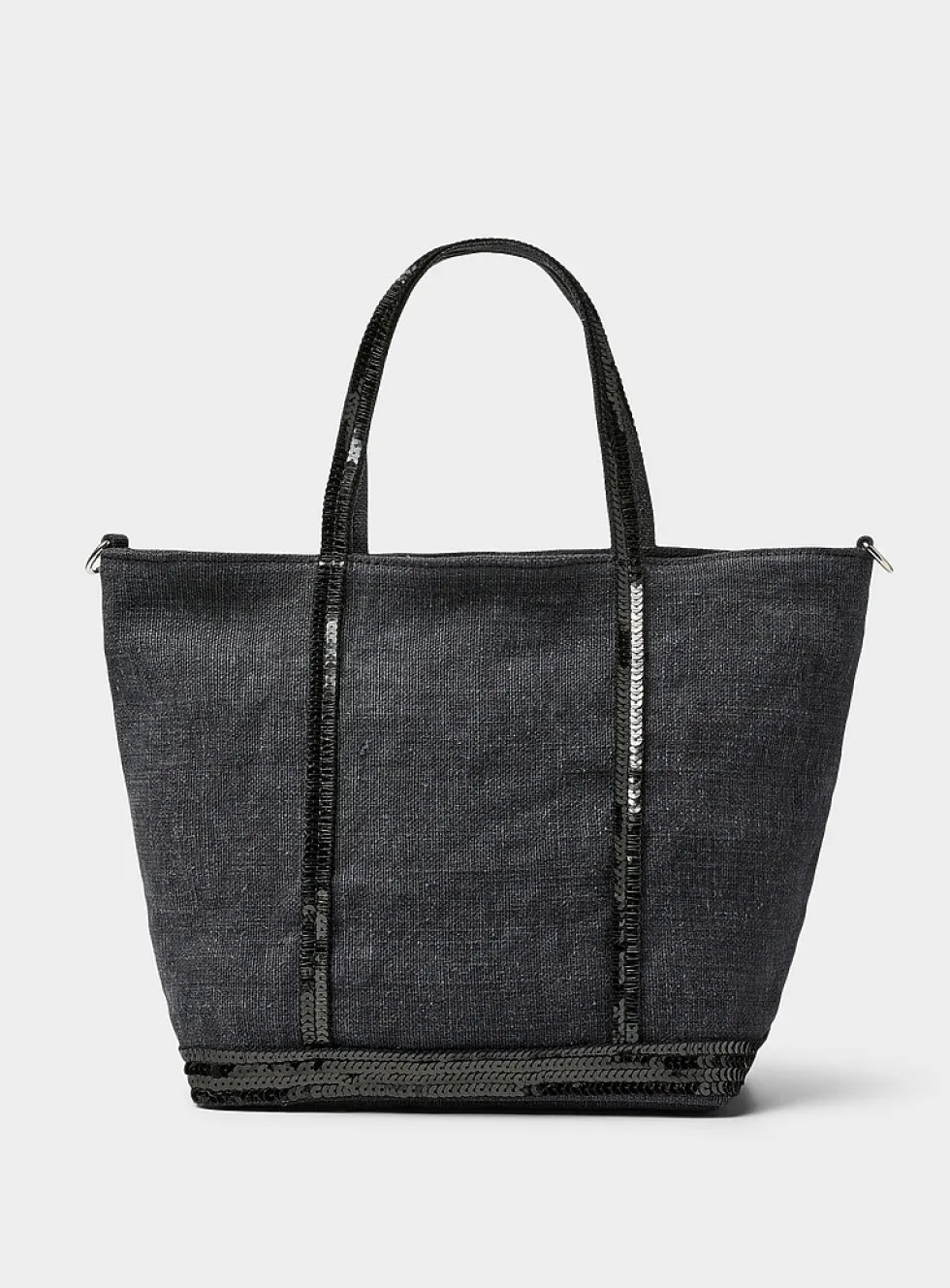 Sequined denim-effect small bag