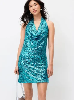 Sequined halter minidress