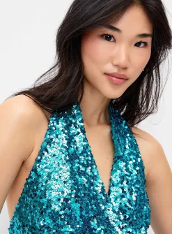 Sequined halter minidress