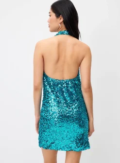 Sequined halter minidress