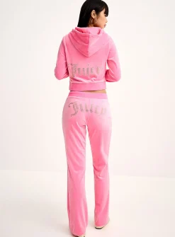 Sequined logo velvety straight-leg pant