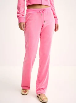 Sequined logo velvety straight-leg pant