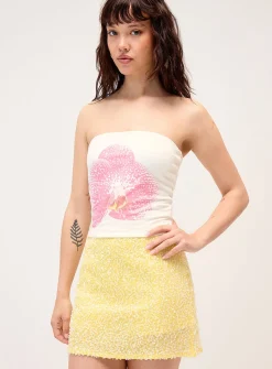 Sequined yellow miniskirt