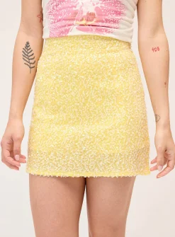 Sequined yellow miniskirt