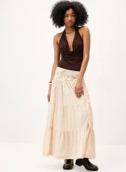 Sequined-waist maxi skirt