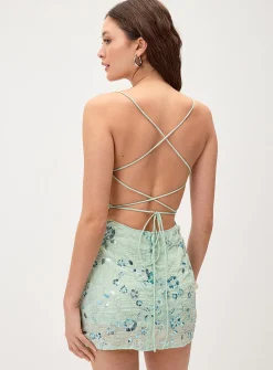 Sequins and beads floral minidress
