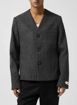 Sera collarless cinched jacket
