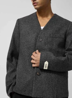 Sera collarless cinched jacket