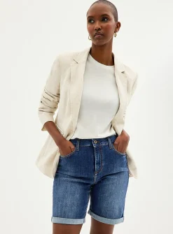 Sewn rolled hem denim Bermuda short