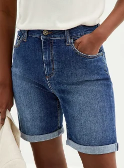 Sewn rolled hem denim Bermuda short
