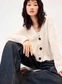 Shaker-rib V-neck cardigan