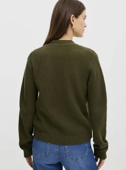 Shaker-rib V-neck cardigan