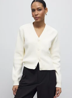 Shaker-rib V-neck cardigan