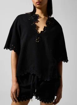 Shana openwork embroidery top