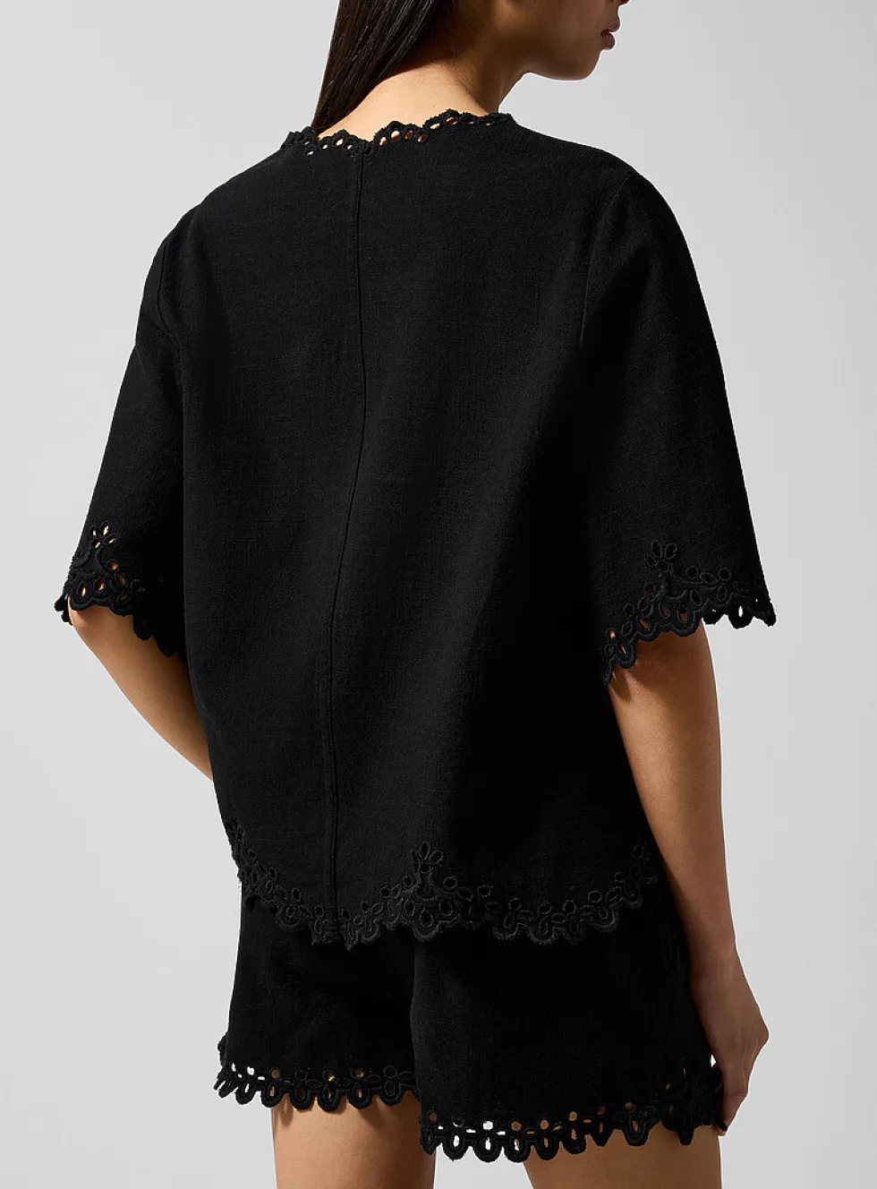 Shana openwork embroidery top