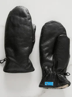 Shearling-lined leather mittens
