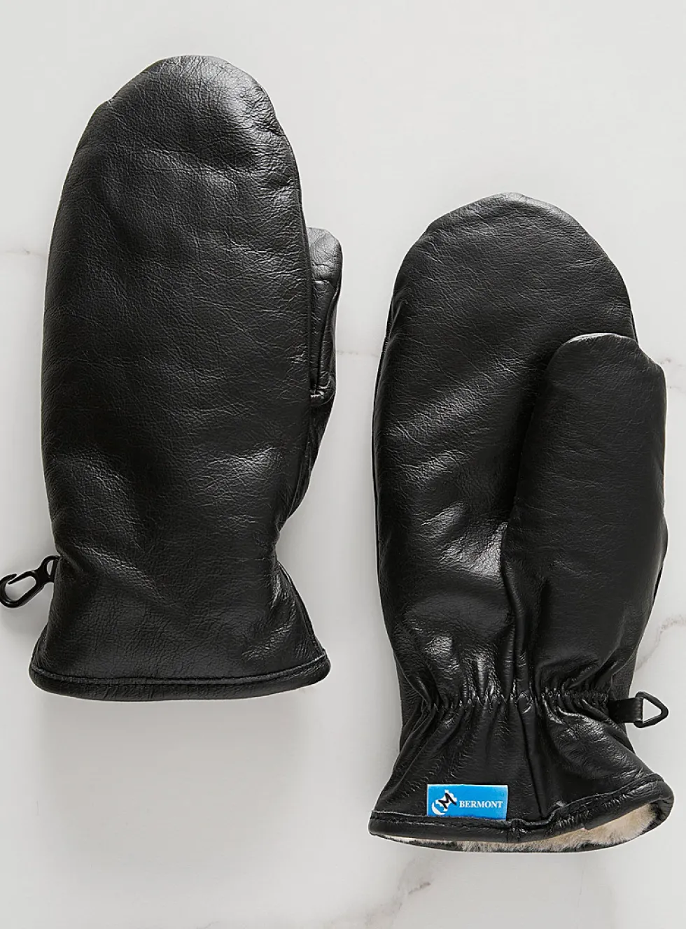 Shearling-lined leather mittens