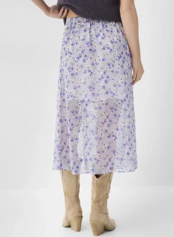 Sheer chiffon button-front midi skirt