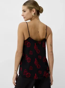 Sheer chiffon scalloped V-neck cami