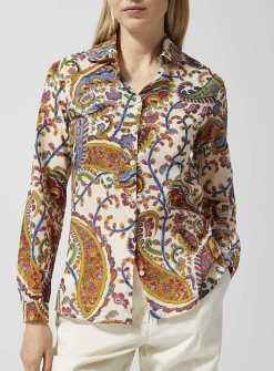 Sheer colourful paisley pure cotton shirt