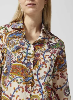 Sheer colourful paisley pure cotton shirt