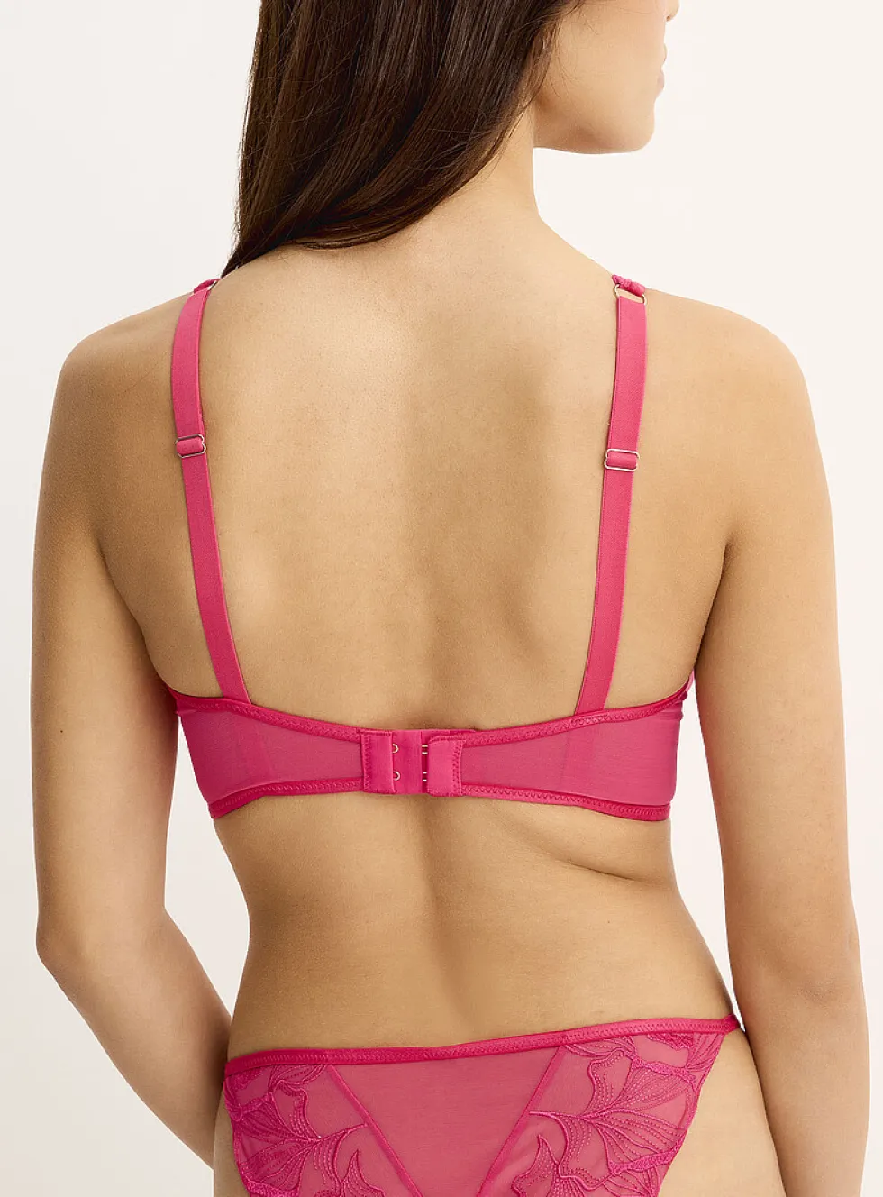 Sheer embroidered petals high-apex plunge bra