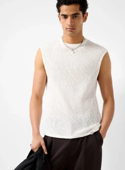 Sheer knit muscle tee